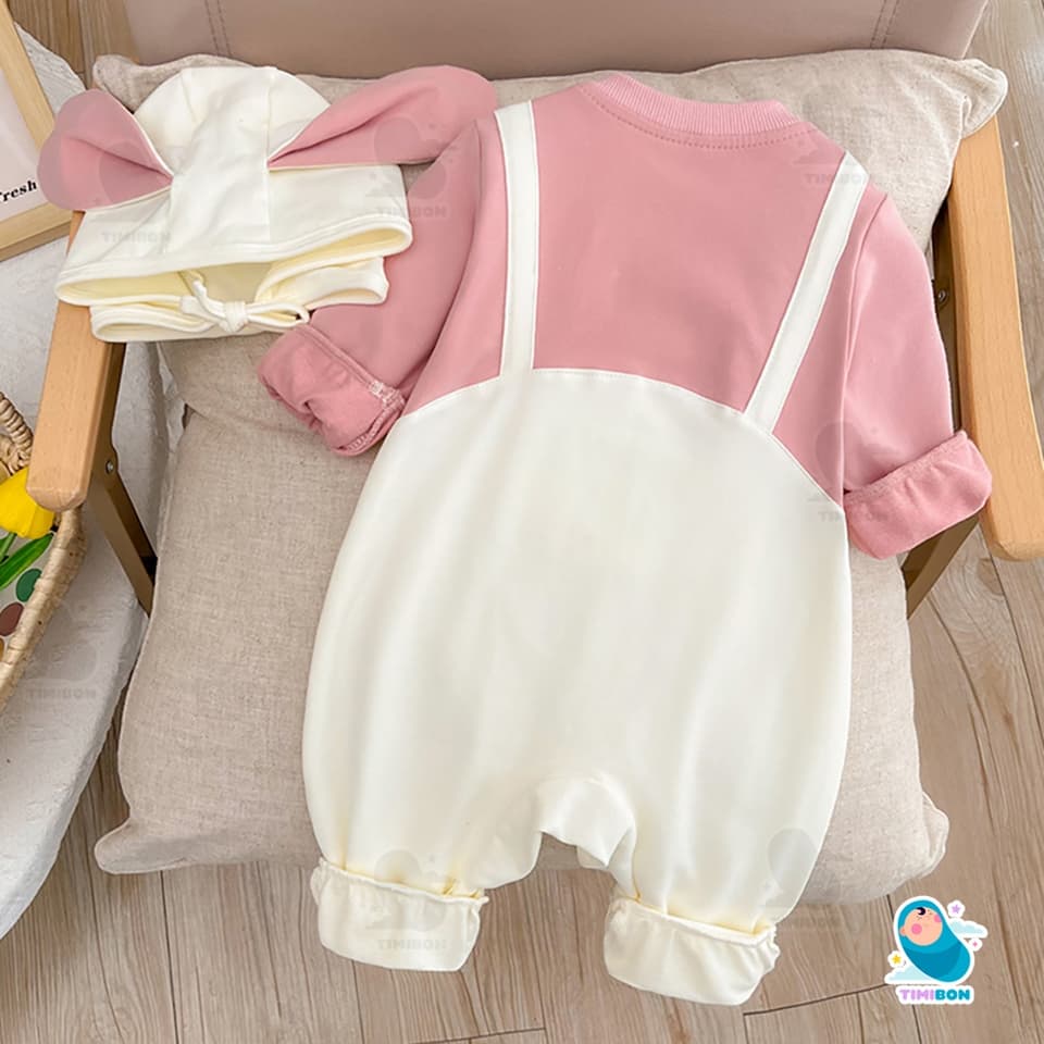 [ Tặng Kèm Mũ ] Bodysuit Dài Tay Cho Bé Gái, Body Dài Cotton Hình Thỏ Mẫu Quần Áo Trẻ Em Liền Thân - [BDD65] - ảnh 7