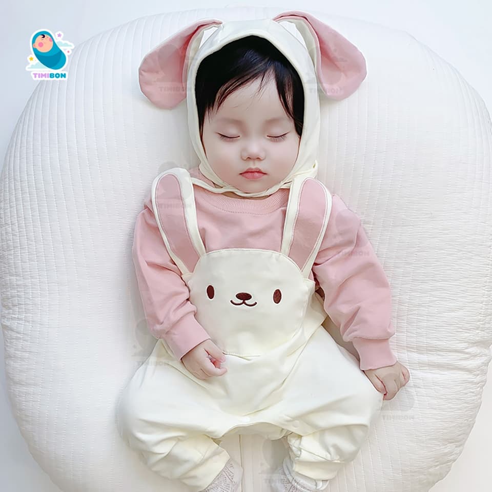 [ Tặng Kèm Mũ ] Bodysuit Dài Tay Cho Bé Gái, Body Dài Cotton Hình Thỏ Mẫu Quần Áo Trẻ Em Liền Thân - [BDD65] - ảnh 4
