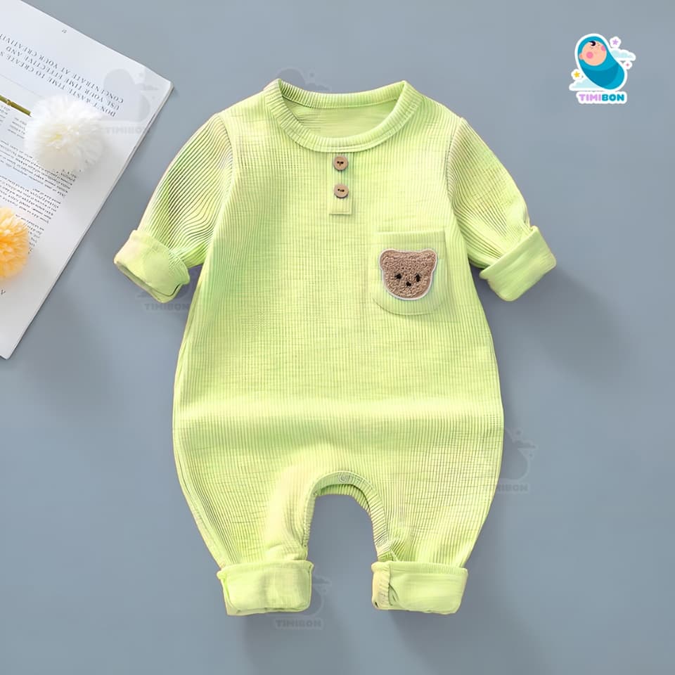 Body Dài Tay Cho Bé Trai Bé Gái, Bodysuit Thu Đông Tăm Lạnh Đính Gấu Mẫu Quần Áo Trẻ Em Liền Thân – [BDD66] - ảnh 7