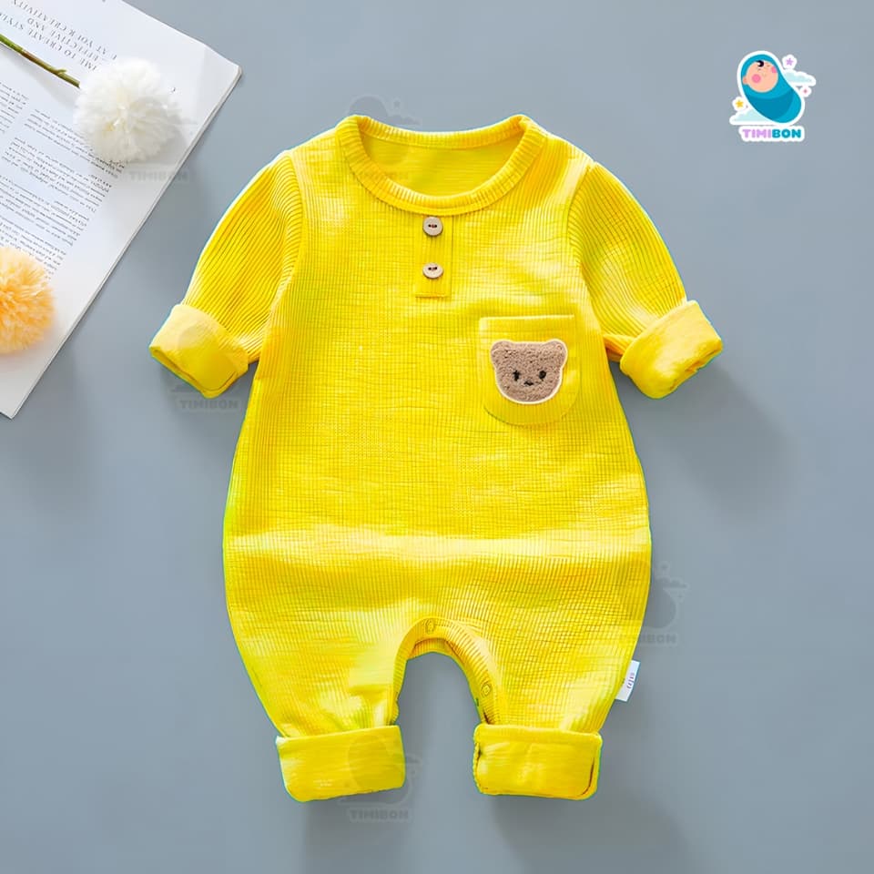 Body Dài Tay Cho Bé Trai Bé Gái, Bodysuit Thu Đông Tăm Lạnh Đính Gấu Mẫu Quần Áo Trẻ Em Liền Thân – [BDD66] - ảnh 8