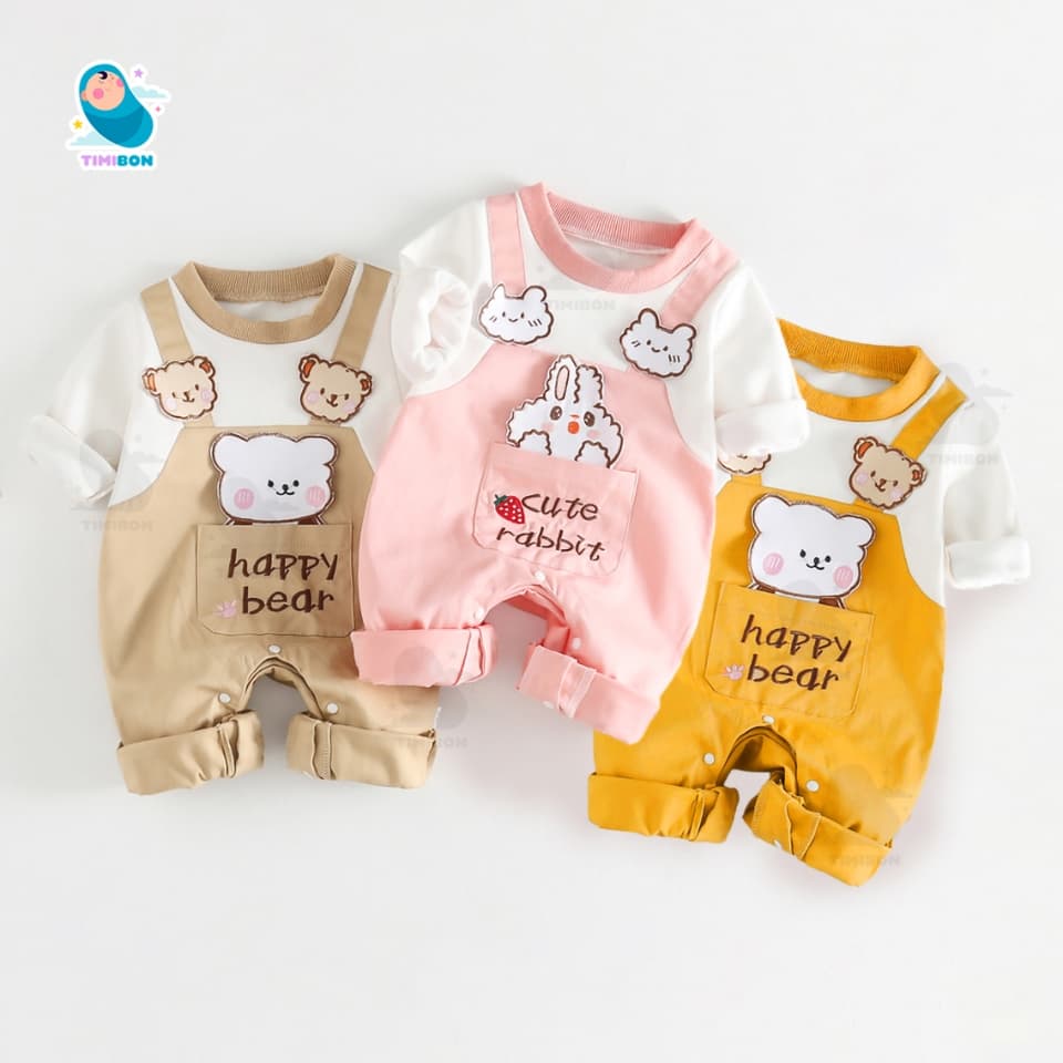 Bodysuit Dài Tay Cho Bé Trai Bé Gái, Body Yếm Thu Đông Đính Gấu Thỏ Sư Tử Mẫu Quần Áo Trẻ Em Liền Thân – [BDD70] - ảnh 2