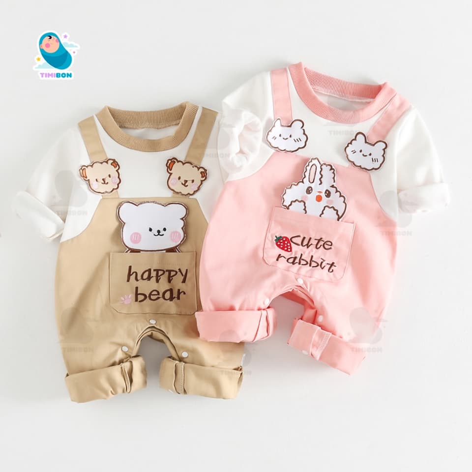 Bodysuit Dài Tay Cho Bé Trai Bé Gái, Body Yếm Thu Đông Đính Gấu Thỏ Sư Tử Mẫu Quần Áo Trẻ Em Liền Thân – [BDD70] - ảnh 4