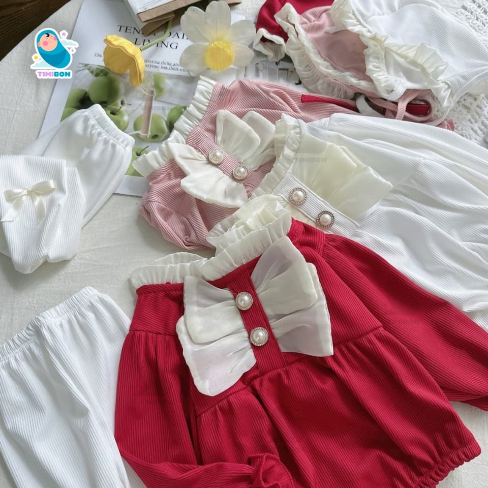 Bộ Bodysuit Dài Tay Kèm Mũ Và Quần Tất Cho Bé Gái, Set Nơ Trắng Áo Liền Quần Cho Bé Từ Sơ Sinh Đến 12kg - [BDCHIP11] - ảnh 7