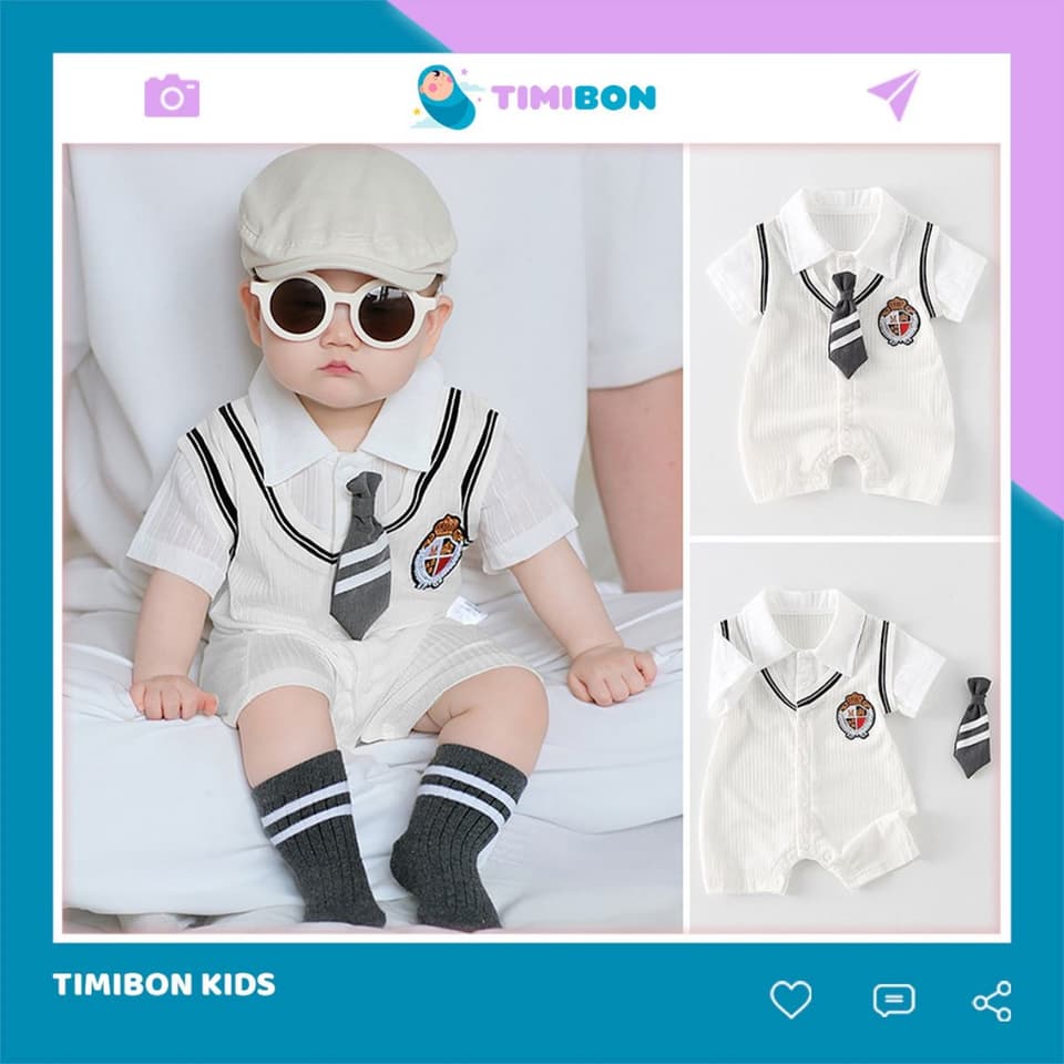 Body Công Tử Cộc Tay Chất Vải Mềm Mịn Bodysuit Cho Bé Trai Dễ Thương Mẫu Quần Áo Sơ Sinh [BDC42]