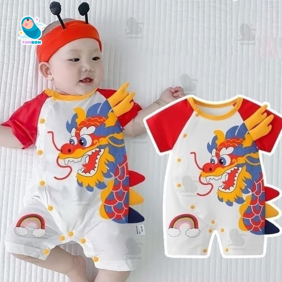 Bodysuit Cộc Tay Cho Bé Body Đùi Cotton Hình Rồng Mẫu Quần Áo Trẻ Em Liền Thân [BDC46] - ảnh 2