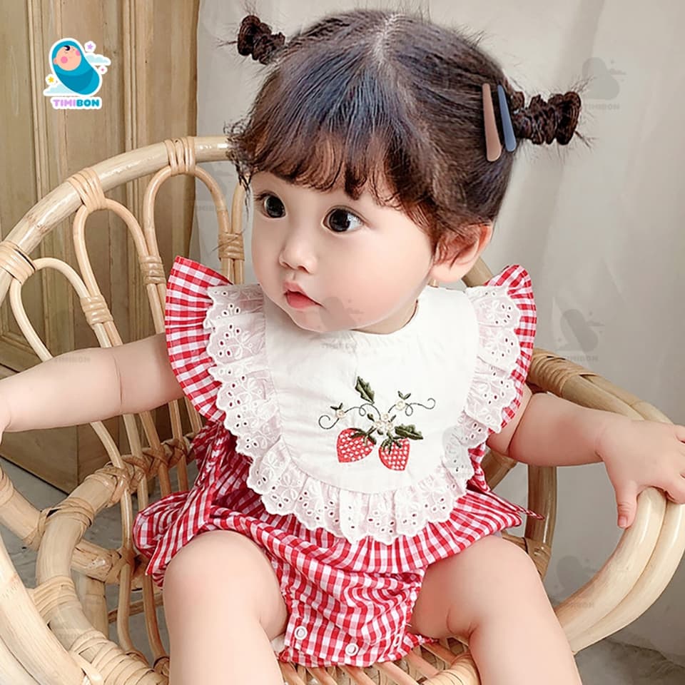 [ Kèm Turban ] Bodysuit Cho Bé Gái Body Cherry Kẻ Sọc Đỏ Mặc Đi Tiệc, Sinh Nhật, Đi Chơi, Đầy Tháng Thôi Nôi [BDCHIP68] - ảnh 5