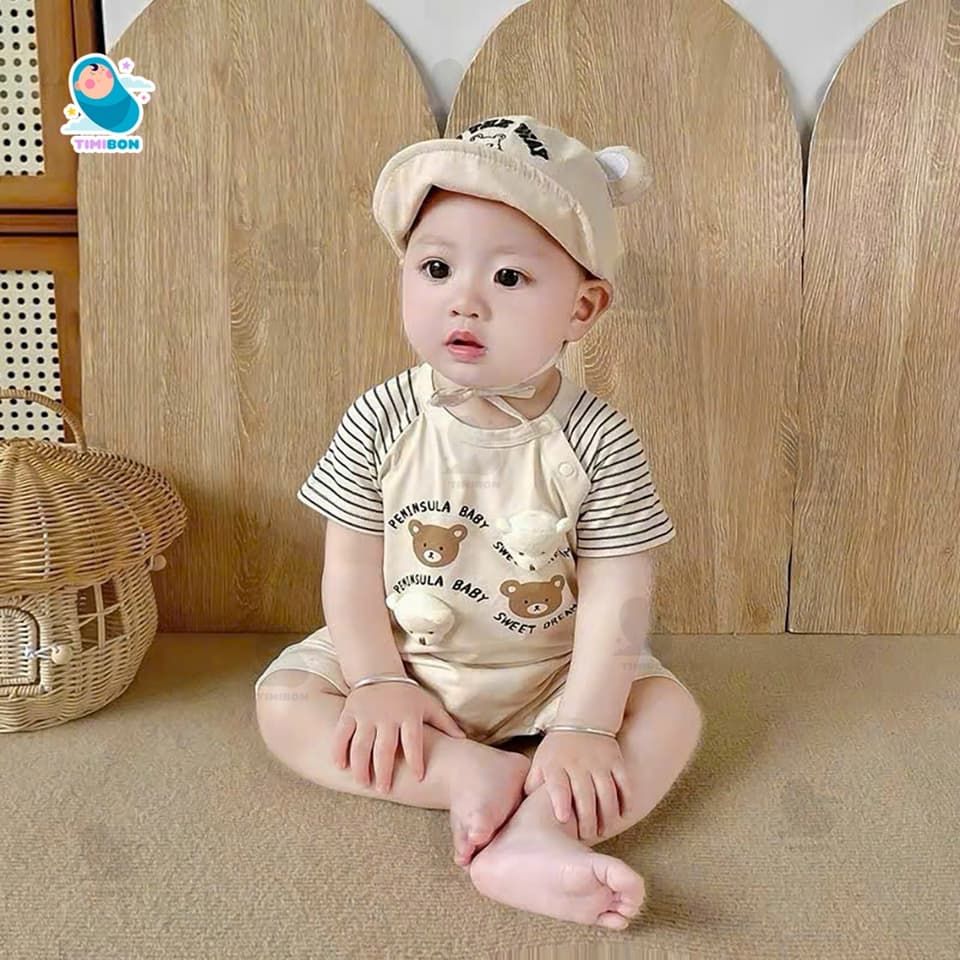 Bodysuit Cộc Tay Cho Bé Body Đùi Cotton Tàu Đính Gấu Bông Mẫu Quần Áo Trẻ Em Liền Thân [BDC51] - ảnh 4