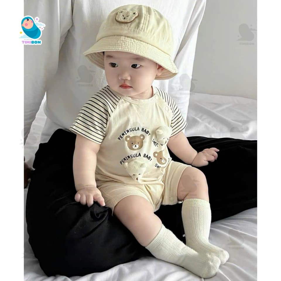 Bodysuit Cộc Tay Cho Bé Body Đùi Cotton Tàu Đính Gấu Bông Mẫu Quần Áo Trẻ Em Liền Thân [BDC51] - ảnh 5