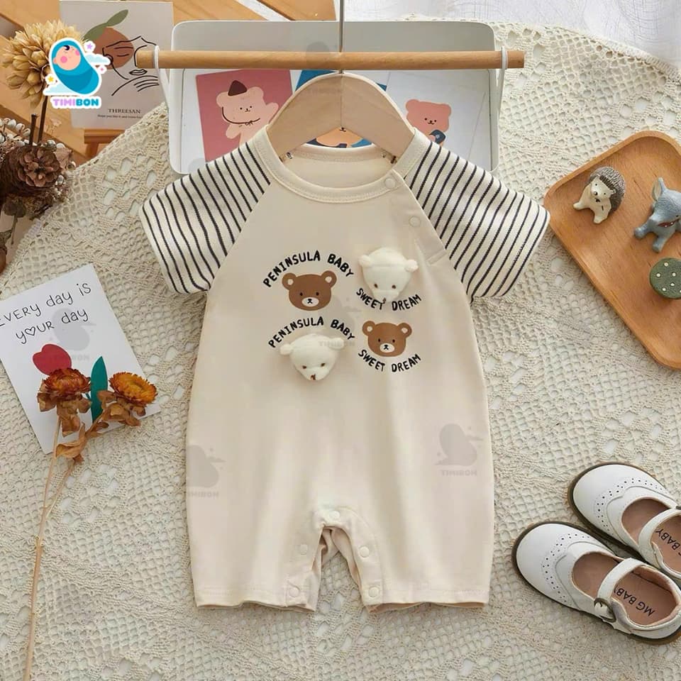 Bodysuit Cộc Tay Cho Bé Body Đùi Cotton Tàu Đính Gấu Bông Mẫu Quần Áo Trẻ Em Liền Thân [BDC51] - ảnh 7