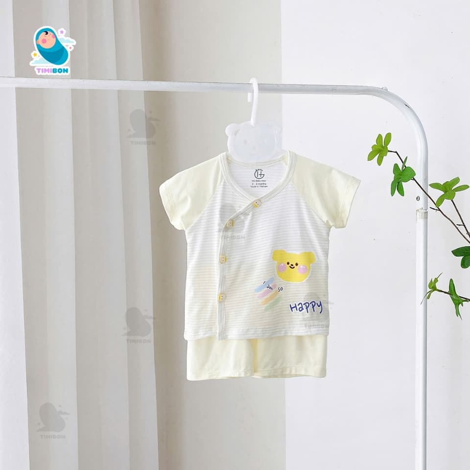 Quần Áo Trẻ Em Sơ Sinh Bộ Cộc Kẻ Tay Pha Quần Màu Cho Bé Đến 9kg Vải Thun Lạnh Mềm Mát [B15] - ảnh 8