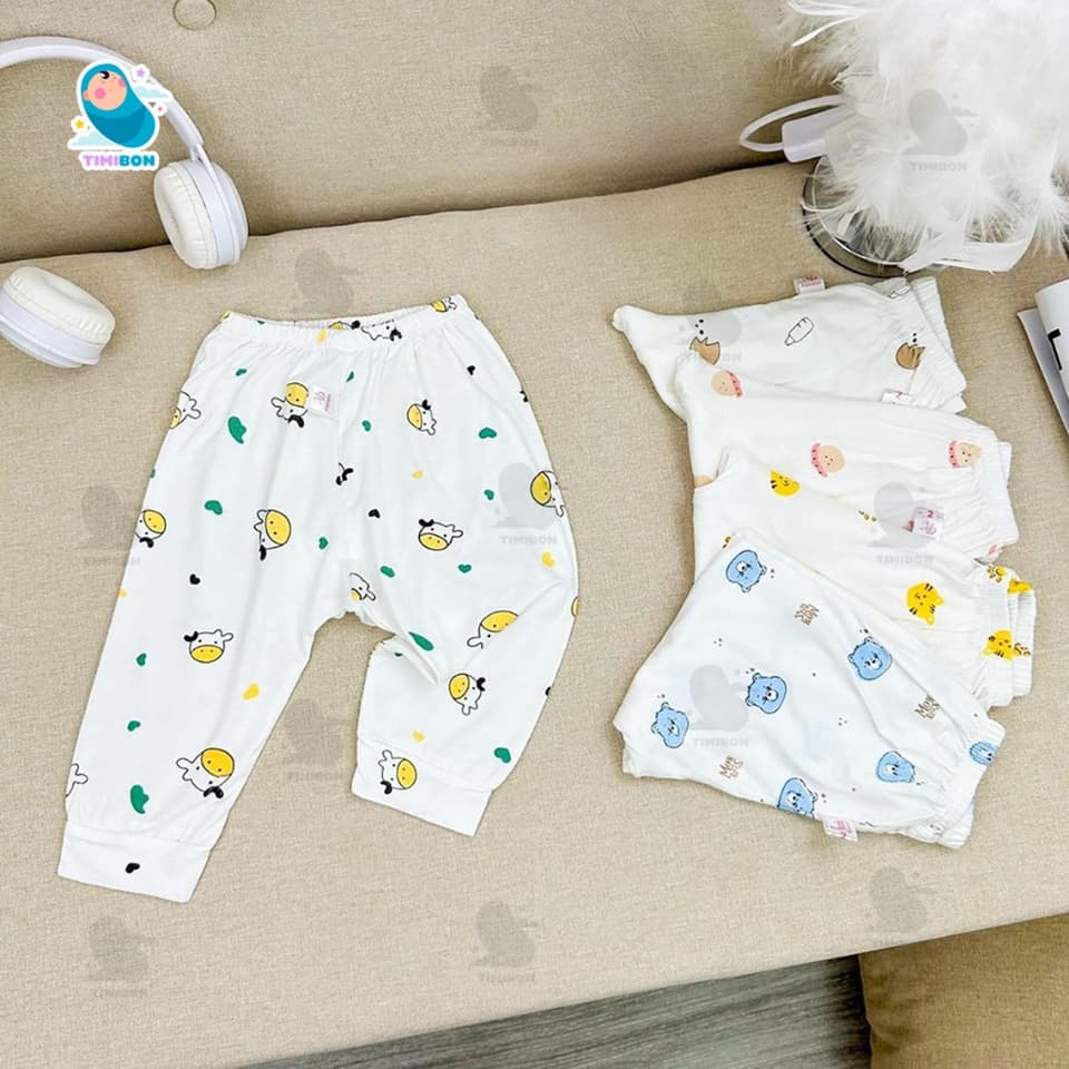 Quần Dài Sơ Sinh Thun Lạnh Quần Chục Có Đáp Đũng Đóng Bỉm Thoải Mái, Siêu Mềm, Mát Cho Bé Trai, Bé Gái - [Q03] - ảnh 6