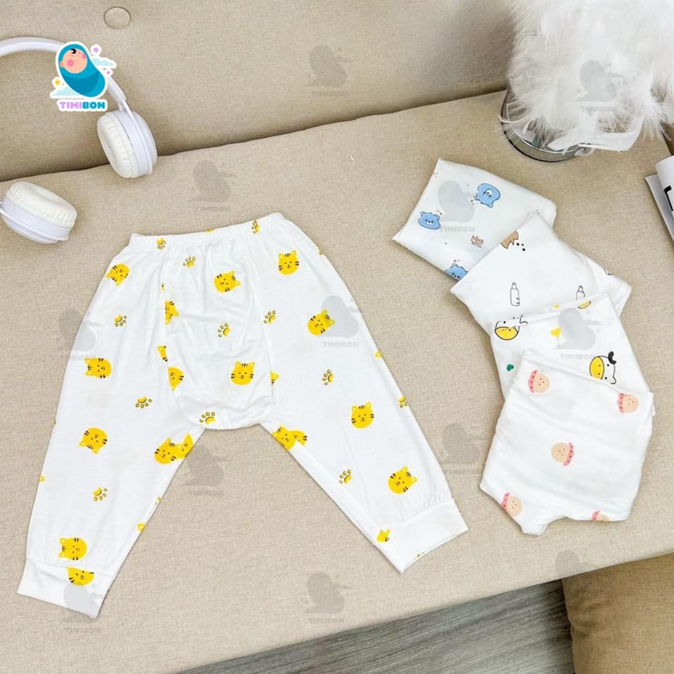 Quần Dài Sơ Sinh Thun Lạnh Quần Chục Có Đáp Đũng Đóng Bỉm Thoải Mái, Siêu Mềm, Mát Cho Bé Trai, Bé Gái - [Q03] - ảnh 2
