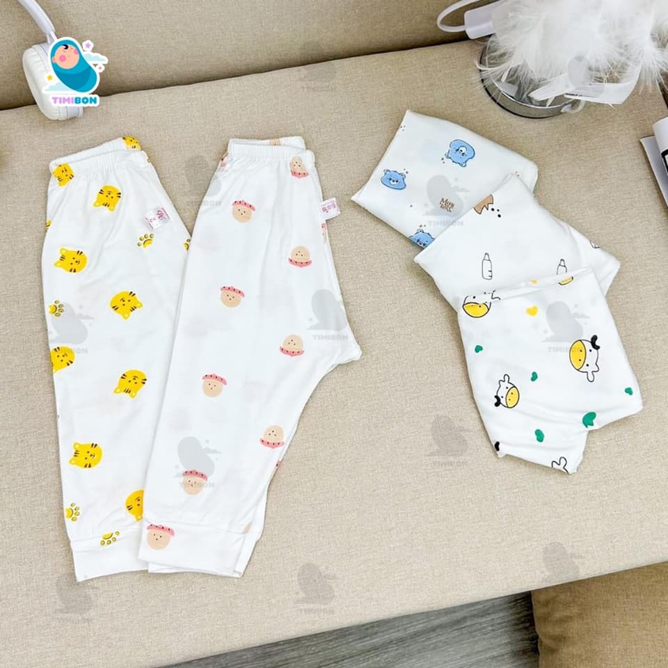 Quần Dài Sơ Sinh Thun Lạnh Quần Chục Có Đáp Đũng Đóng Bỉm Thoải Mái, Siêu Mềm, Mát Cho Bé Trai, Bé Gái - [Q03] - ảnh 5