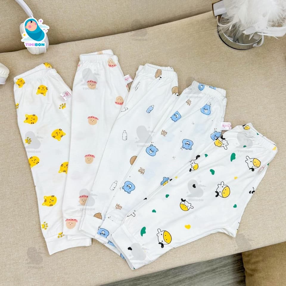 Quần Dài Sơ Sinh Thun Lạnh Quần Chục Có Đáp Đũng Đóng Bỉm Thoải Mái, Siêu Mềm, Mát Cho Bé Trai, Bé Gái - [Q03] - ảnh 3