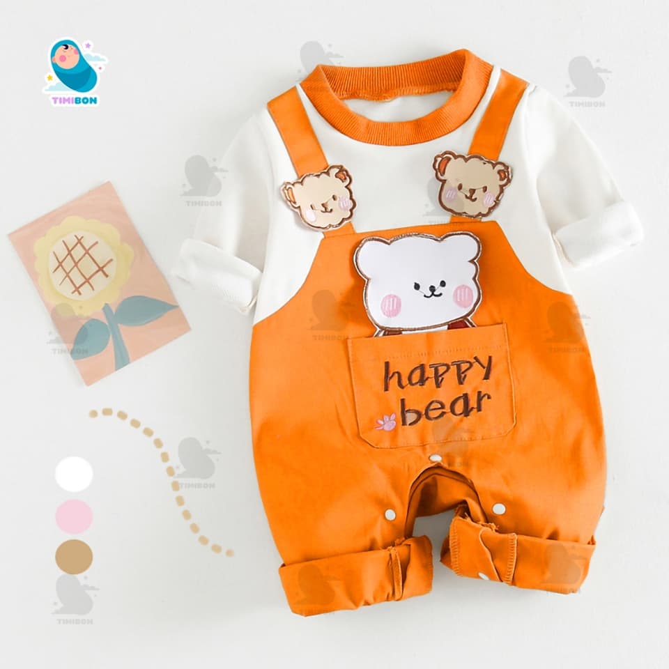 Bodysuit Dài Tay Cho Bé Trai Bé Gái, Body Yếm Thu Đông Đính Gấu Thỏ Sư Tử Mẫu Quần Áo Trẻ Em Liền Thân – [BDD70] - ảnh 7