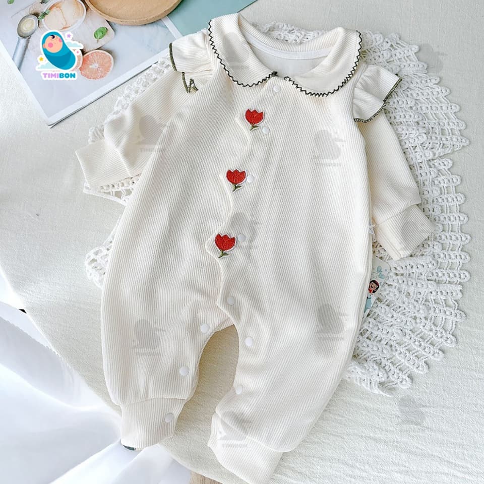 Body Dài Tay Cho Bé Gái, Bodysuit Thu Đông Nhung Tăm Đính Hoa Mẫu Quần Áo Trẻ Em Liền Thân – [BDD79] - ảnh 8