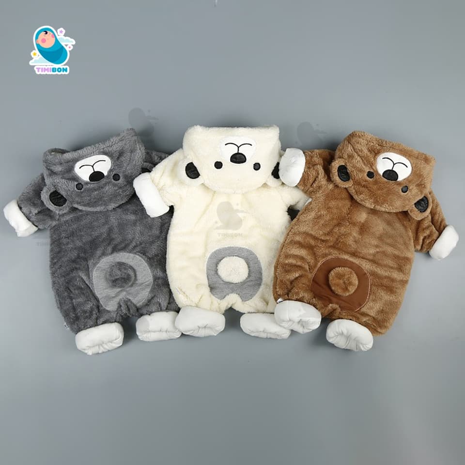 [ Hàng Loại 1 ] Body Ủ Gấu Nỉ Bông 3 Lớp Mũ Liền Cho Bé Trai Gái Sơ Sinh Hàng Quảng Châu Bodysuit Áo Liền Quần [BDD83] - ảnh 4