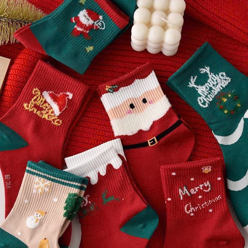 Tất noel cho bé set 5 đôi cao cổ họa tiết rực rỡ - ảnh 4