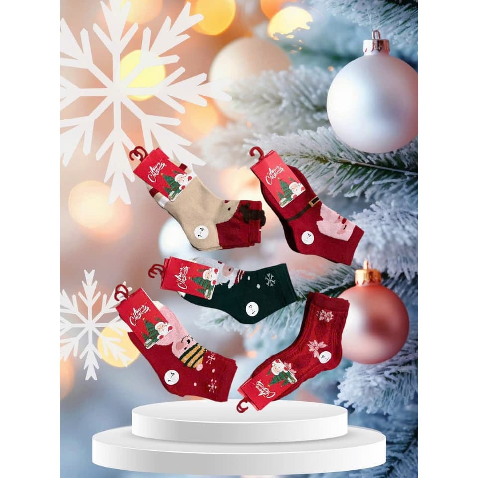 Tất noel cho bé set 5 đôi cao cổ họa tiết rực rỡ - ảnh 5