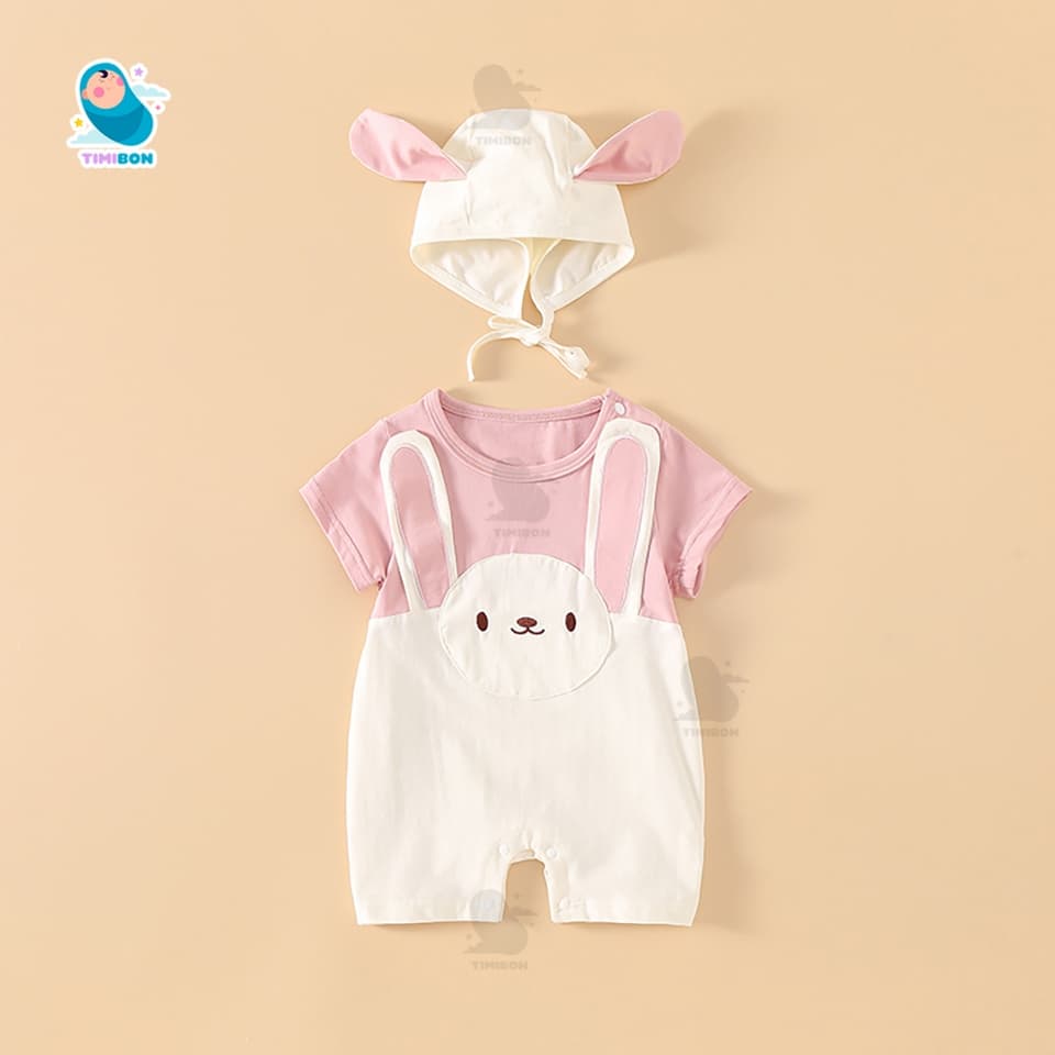 [ Kèm Mũ ] Bodysuit Cộc Tay Cho Bé Body Đùi Cotton Hình Thỏ Mẫu Quần Áo Trẻ Em Liền Thân [BDC37] - ảnh 4