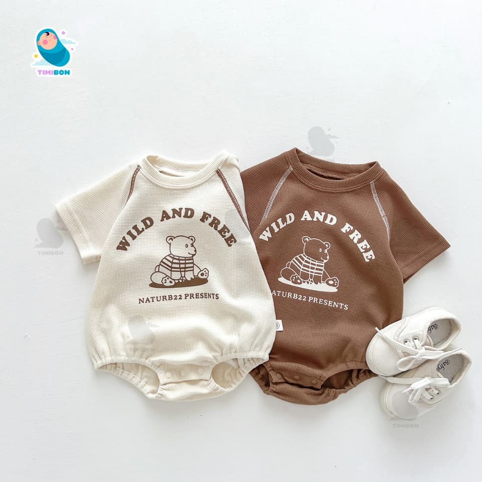 [ Vải Tổ Ong ] Quần Áo Sơ Sinh Body Chip Cộc Tay Bodysuit Cho Bé Trai Gái Hình Gấu Mềm Mát – [BDCHIP64] - ảnh 3