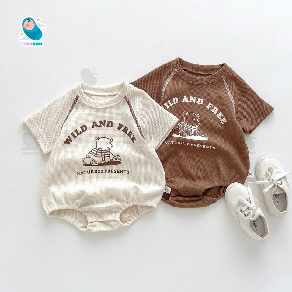 [ Vải Tổ Ong ] Quần Áo Sơ Sinh Body Chip Cộc Tay Bodysuit Cho Bé Trai Gái Hình Gấu Mềm Mát – [BDCHIP64] - ảnh 2