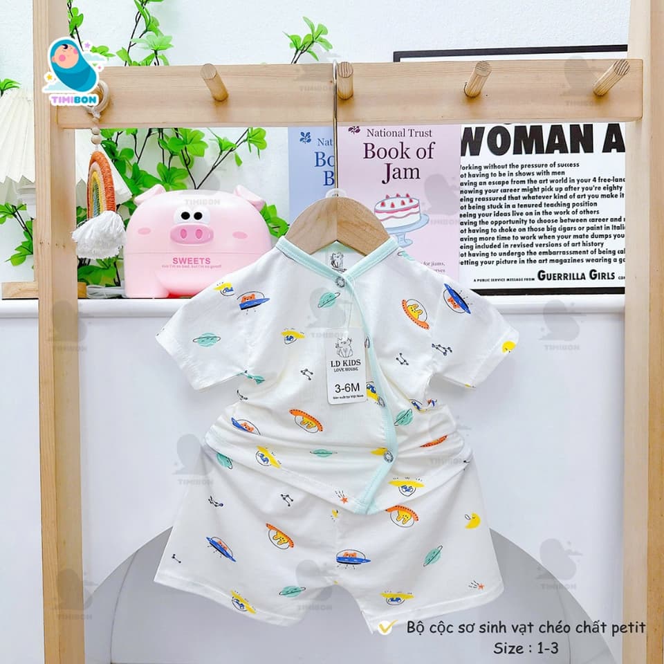 Bộ Cộc Bé Trai Bé Gái Sơ Sinh Hình Gấu Chất Petit Mềm Mịn Mát Co Dãn Thấm Hút Mồ Hôi [B16] - ảnh 8