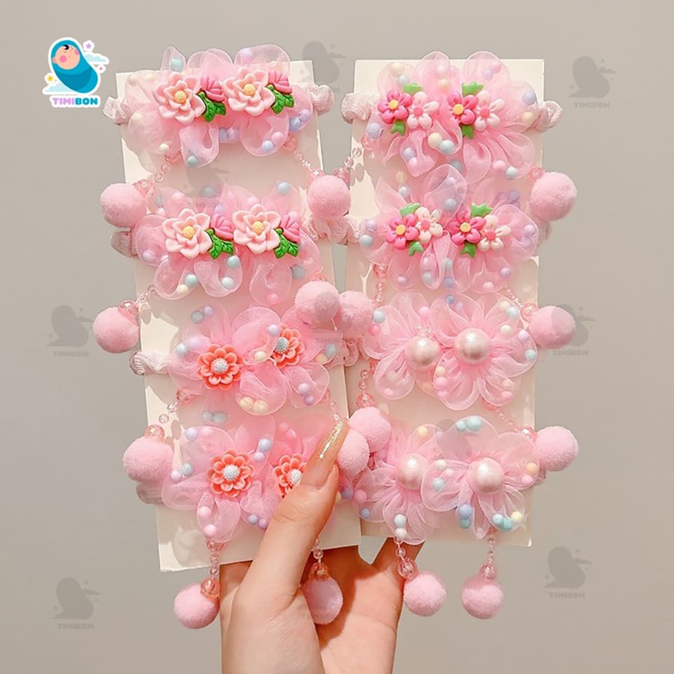 2 Chiếc Dây Buộc Tóc Hoa Hồng Trẻ Em Độ Đàn Hồi Cao Không Làm Tổn Thương Tóc [KT02] - ảnh 4