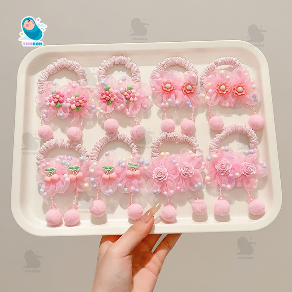 2 Chiếc Dây Buộc Tóc Hoa Hồng Trẻ Em Độ Đàn Hồi Cao Không Làm Tổn Thương Tóc [KT02] - ảnh 7
