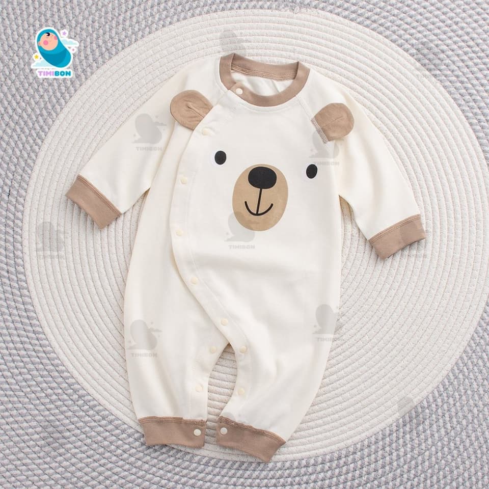 [ TẶNG KÈM MŨ ] Body Dài Tay Cho Bé Trai Bé Gái – Bodysuit Thu Đông Mềm Mịn, Đồ Sơ Sinh Liền Thân | Timibon Kids [BDD90] - ảnh 5