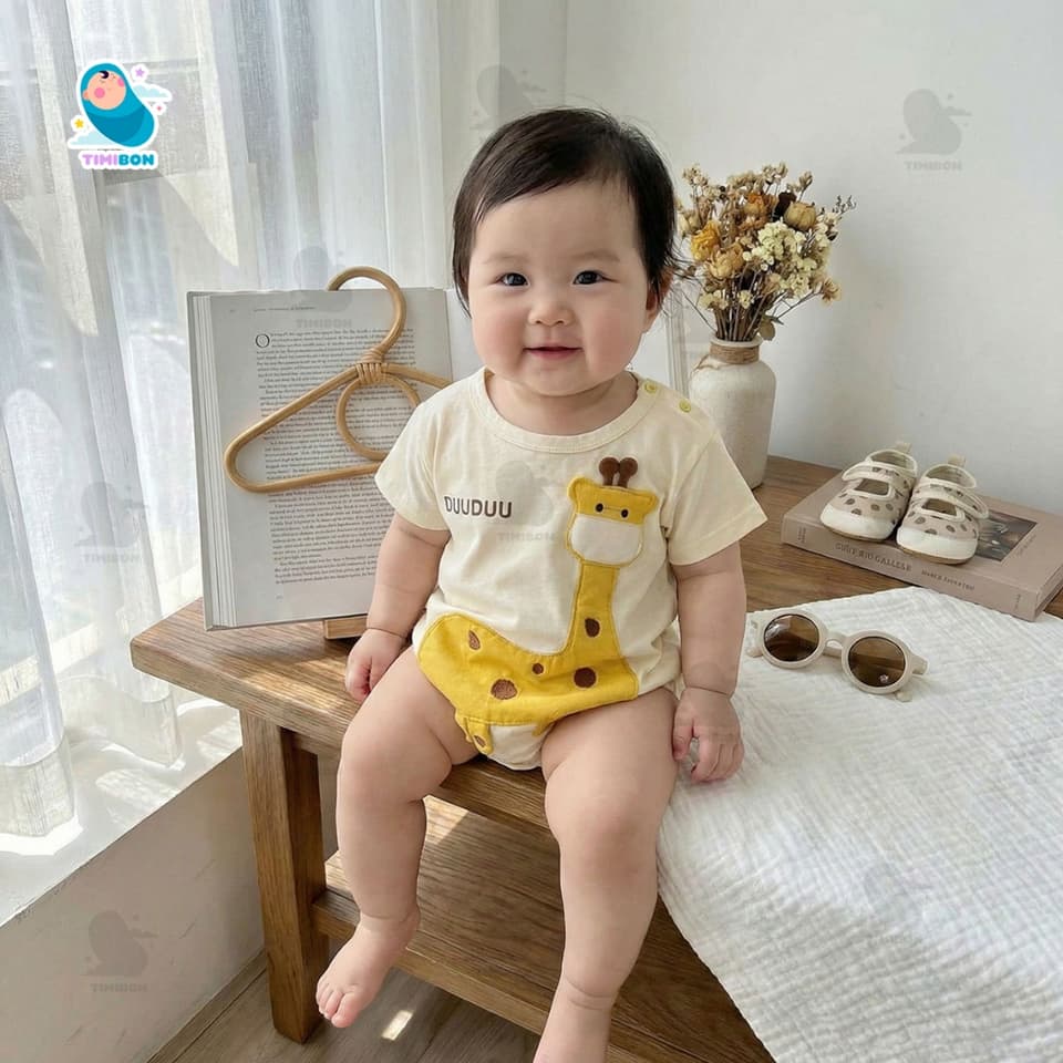 Body Chip Cho Bé Trai Bé Gái Họa Tiết Hươu Cao Cổ Dễ Thương, Bodysuit Cho Bé Vải Cotton Mềm Mịn [BDCHIP79] - ảnh 9