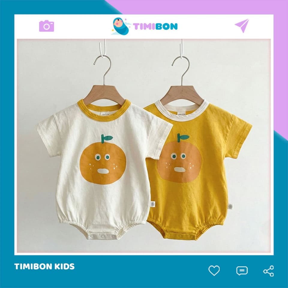 Body Chip Cho Bé Trai Bé Gái Họa Tiết Quả Cam Ngộ Nghĩnh, Bodysuit Cho Bé Chất Cotton Tàu [BDCHIP82]