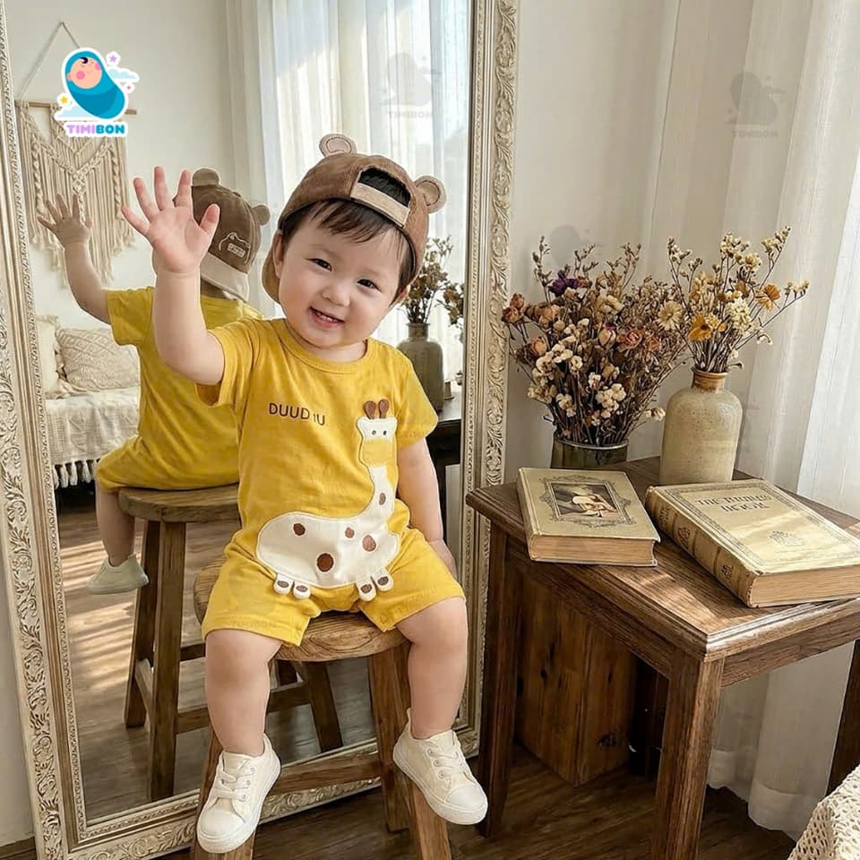 Body đùi cho bé trai bé gái họa tiết hươu cao cổ DUUDUU, Bodysuit cộc tay chất cotton zip Hàn co giãn 4 chiều [BDC53] - ảnh 8