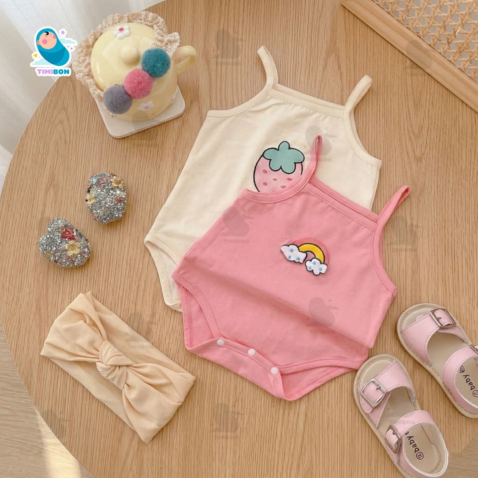 [ Vải Thun Lạnh ] Quần Áo Sơ Sinh Body Chip Hai Dây Bodysuit Cho Bé Gái Mềm Mát - [BDCHIP51] - ảnh 4