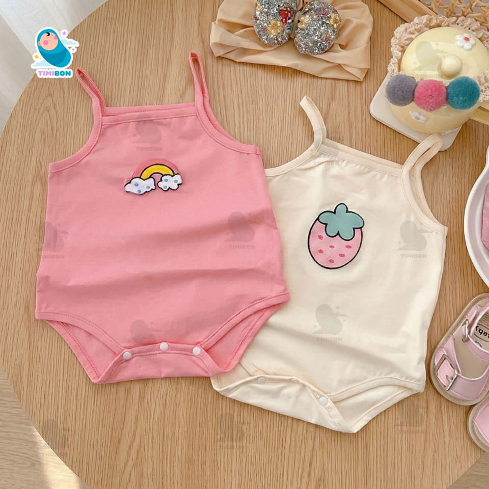 [ Vải Thun Lạnh ] Quần Áo Sơ Sinh Body Chip Hai Dây Bodysuit Cho Bé Gái Mềm Mát - [BDCHIP51] - ảnh 2