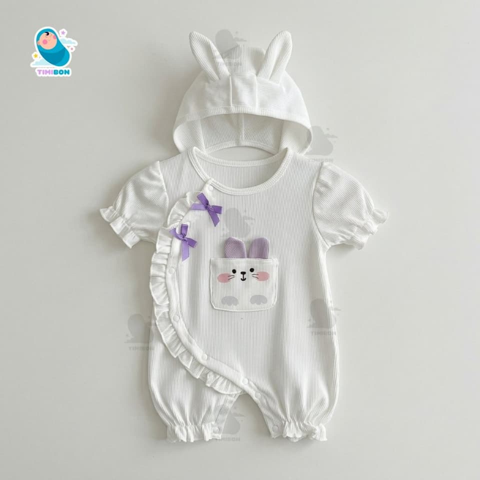 Body đùi cho bé sơ sinh kèm mũ tai thỏ dễ thương, Body cho bé gái chất tăm lạnh mềm mát thấm hút mồ hôi tốt [BDC55] - ảnh 3