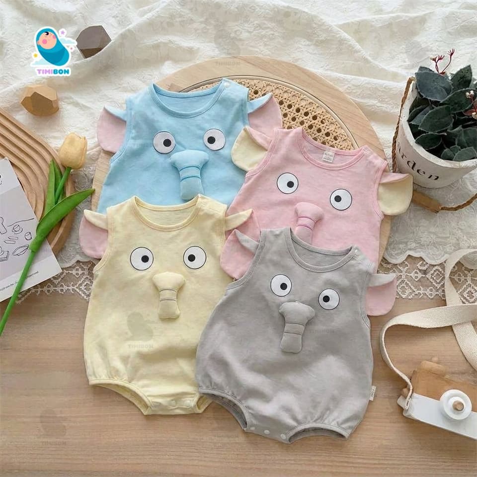 Body chip cho bé hình voi con 3D ngộ nghĩnh, chất cotton baby mềm mịn an toàn cho bé [BDCHIP83] - ảnh 2
