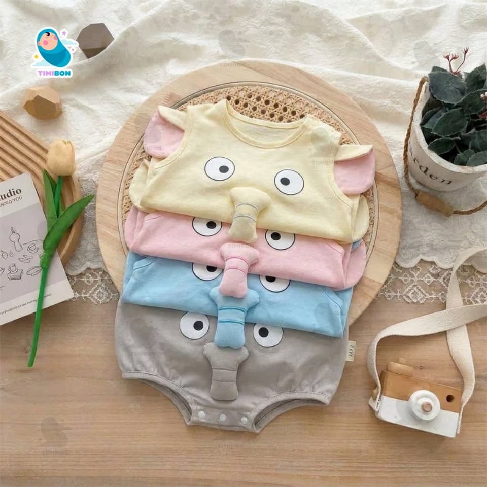 Body chip cho bé hình voi con 3D ngộ nghĩnh, chất cotton baby mềm mịn an toàn cho bé [BDCHIP83] - ảnh 3