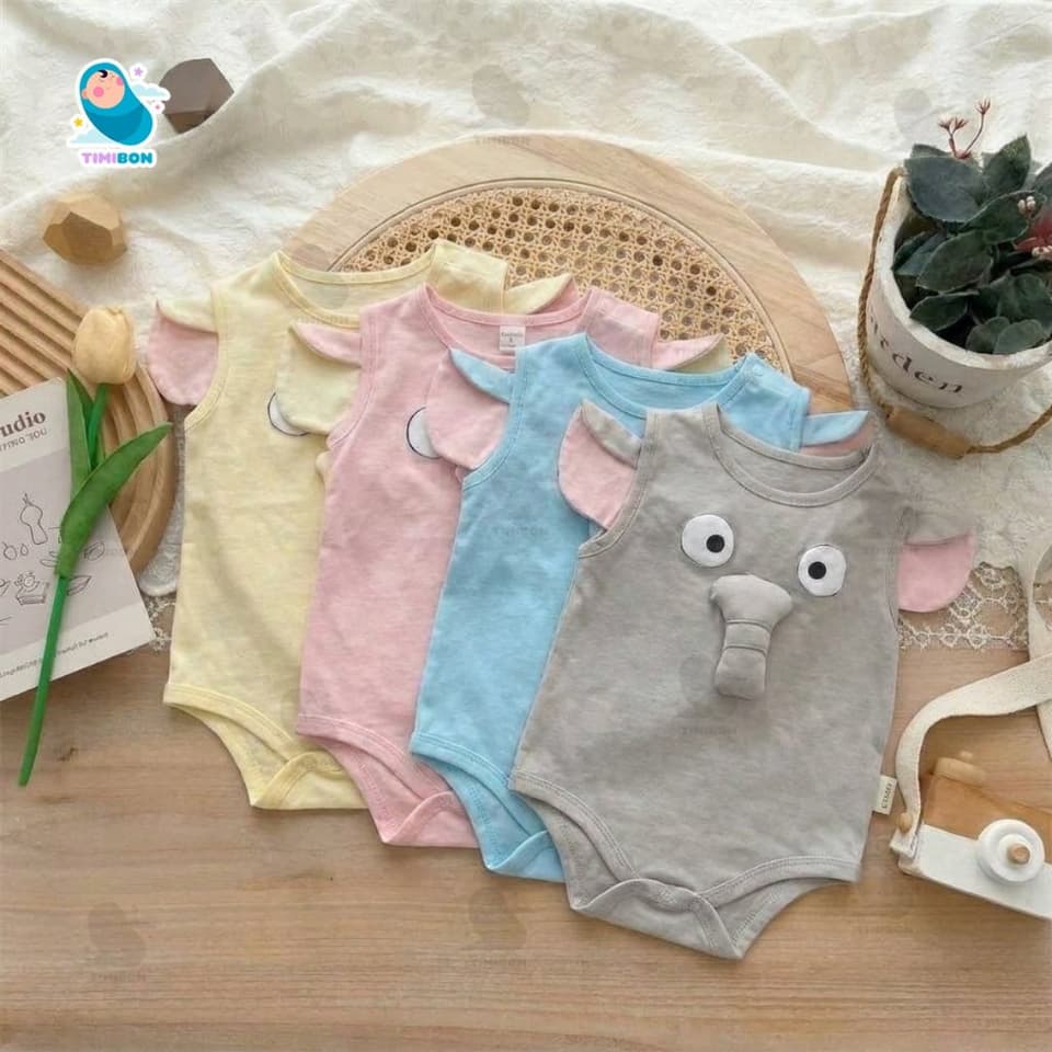 Body chip cho bé hình voi con 3D ngộ nghĩnh, chất cotton baby mềm mịn an toàn cho bé [BDCHIP83] - ảnh 5