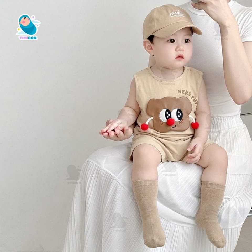 Bộ Body Đùi Cho Bé Trai Bé Gái Sát Nách Hình Cún Puppy Đáng Yêu, Bodysuit Romper Cotton Mềm Mịn Co Giãn Cho Bé [BDC56] - ảnh 8