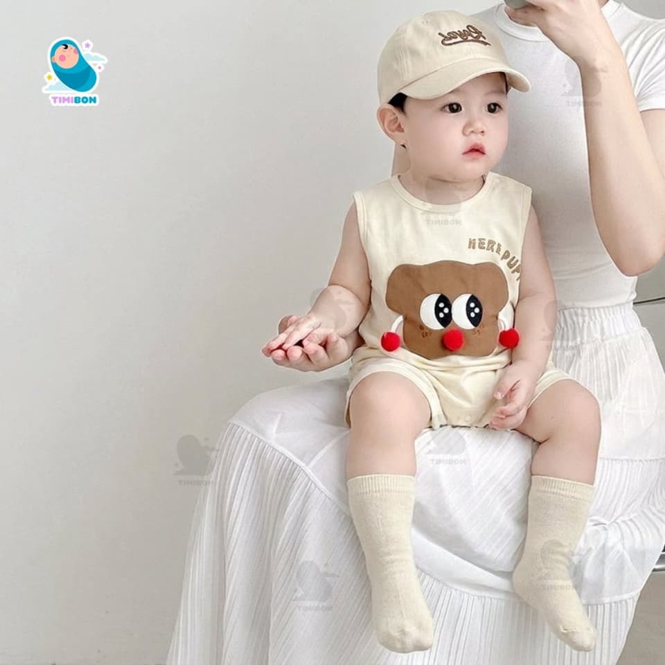Bộ Body Đùi Cho Bé Trai Bé Gái Sát Nách Hình Cún Puppy Đáng Yêu, Bodysuit Romper Cotton Mềm Mịn Co Giãn Cho Bé [BDC56] - ảnh 7