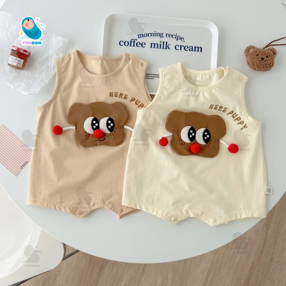 Bộ Body Đùi Cho Bé Trai Bé Gái Sát Nách Hình Cún Puppy Đáng Yêu, Bodysuit Romper Cotton Mềm Mịn Co Giãn Cho Bé [BDC56] - ảnh 2
