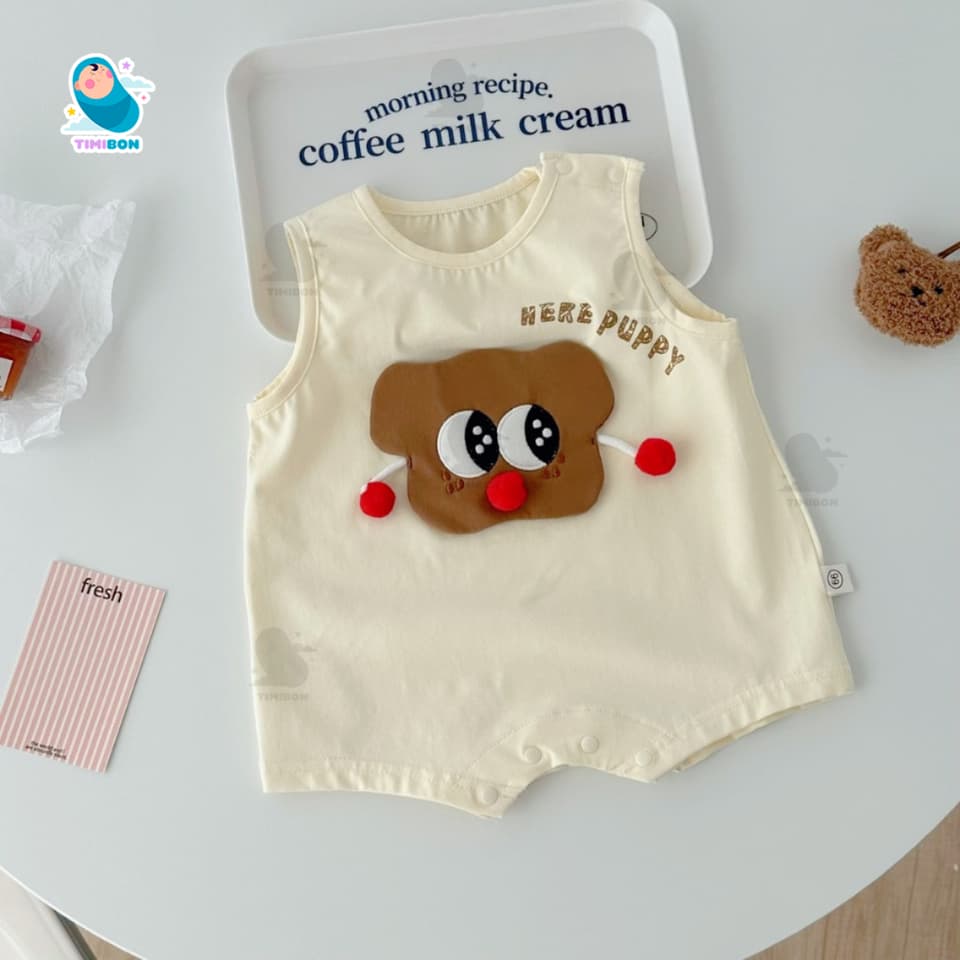 Bộ Body Đùi Cho Bé Trai Bé Gái Sát Nách Hình Cún Puppy Đáng Yêu, Bodysuit Romper Cotton Mềm Mịn Co Giãn Cho Bé [BDC56] - ảnh 5