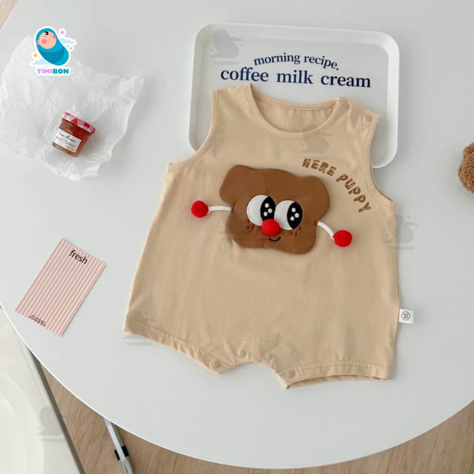 Bộ Body Đùi Cho Bé Trai Bé Gái Sát Nách Hình Cún Puppy Đáng Yêu, Bodysuit Romper Cotton Mềm Mịn Co Giãn Cho Bé [BDC56] - ảnh 6
