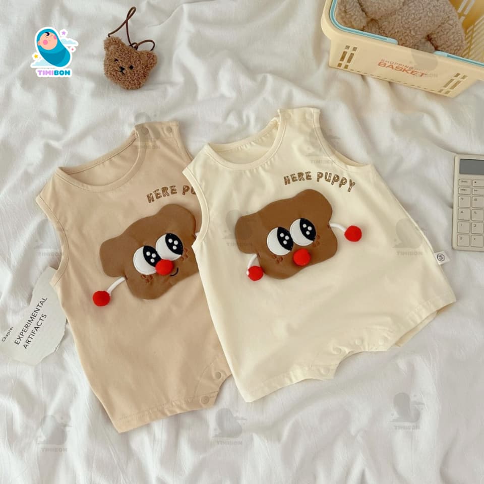 Bộ Body Đùi Cho Bé Trai Bé Gái Sát Nách Hình Cún Puppy Đáng Yêu, Bodysuit Romper Cotton Mềm Mịn Co Giãn Cho Bé [BDC56] - ảnh 4