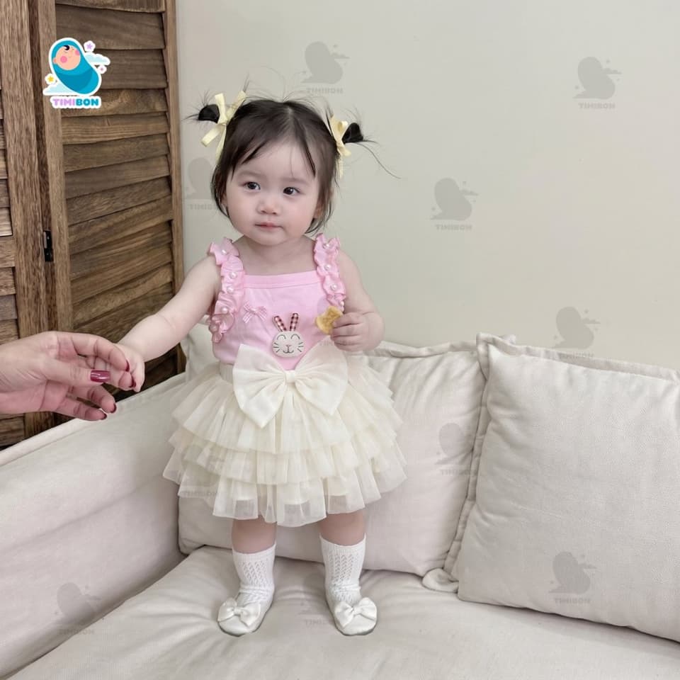Set Váy Tutu Bé Gái Sang Chảnh, Áo 2 Dây Đính Nơ Ngọc Bồng Bềnh - Quần Áo Trẻ Em Mùa Hè [VAY02] - ảnh 5