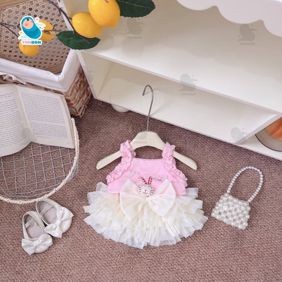Set Váy Tutu Bé Gái Sang Chảnh, Áo 2 Dây Đính Nơ Ngọc Bồng Bềnh - Quần Áo Trẻ Em Mùa Hè [VAY02] - ảnh 7