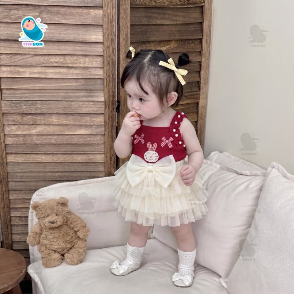 Set Váy Tutu Bé Gái Sang Chảnh, Áo 2 Dây Đính Nơ Ngọc Bồng Bềnh - Quần Áo Trẻ Em Mùa Hè [VAY02] - ảnh 4