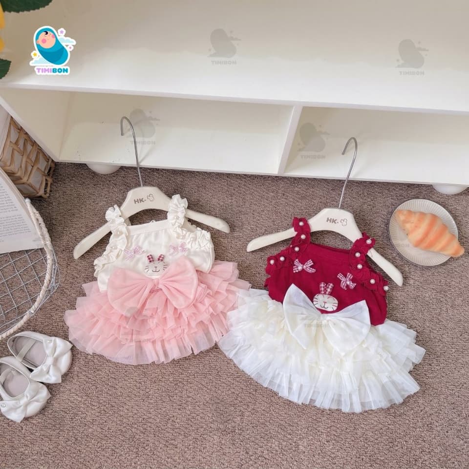 Set Váy Tutu Bé Gái Sang Chảnh, Áo 2 Dây Đính Nơ Ngọc Bồng Bềnh - Quần Áo Trẻ Em Mùa Hè [VAY02] - ảnh 6