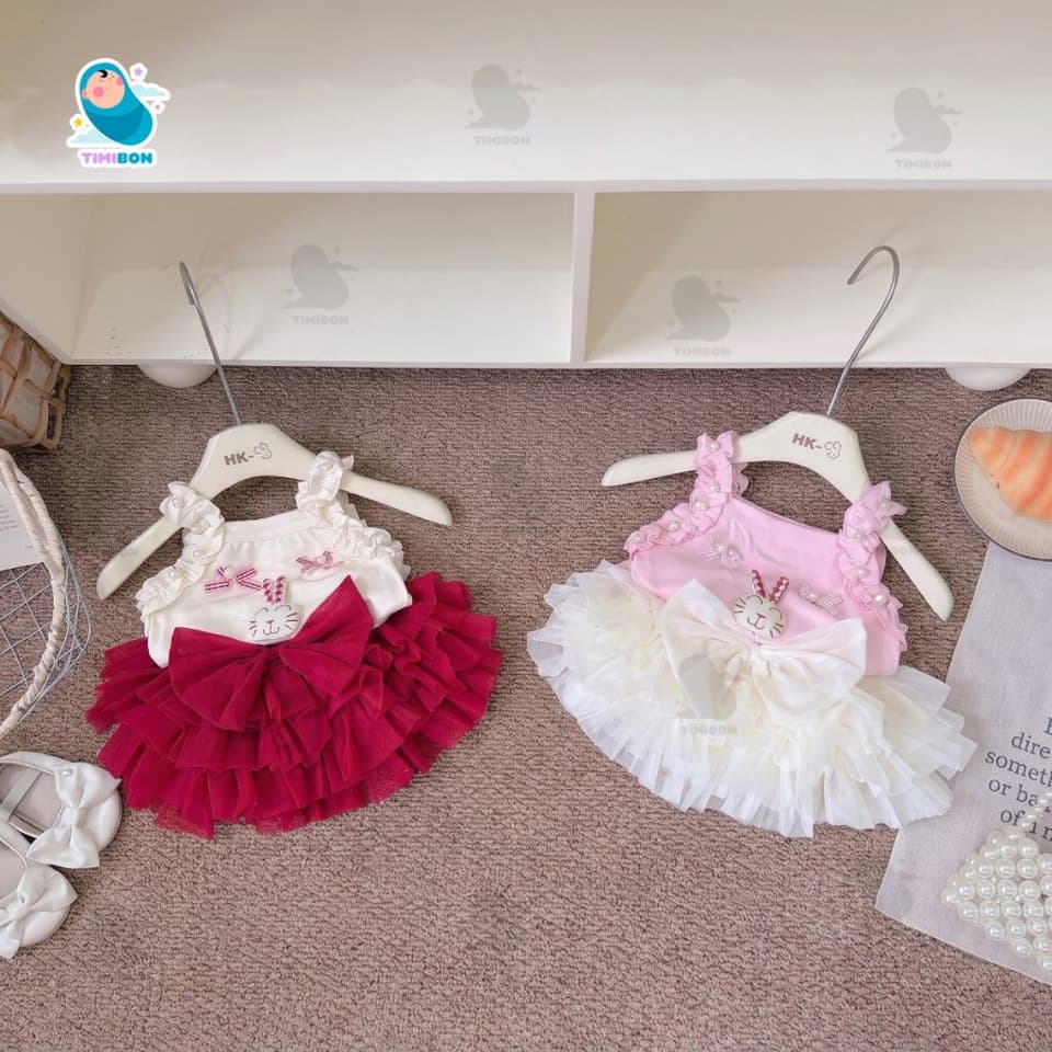 Set Váy Tutu Bé Gái Sang Chảnh, Áo 2 Dây Đính Nơ Ngọc Bồng Bềnh - Quần Áo Trẻ Em Mùa Hè [VAY02] - ảnh 8